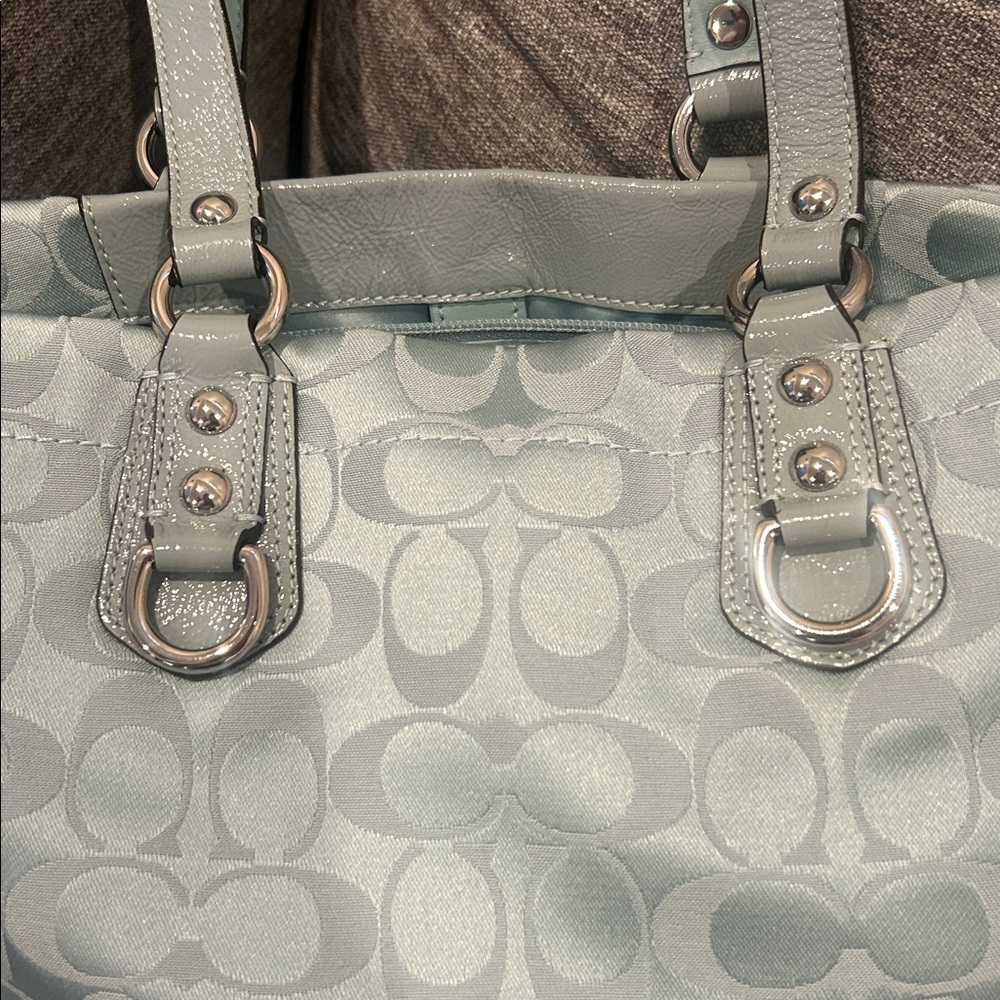 Coach Ashley Light Blue Signature Tote - Picture 4 of 7